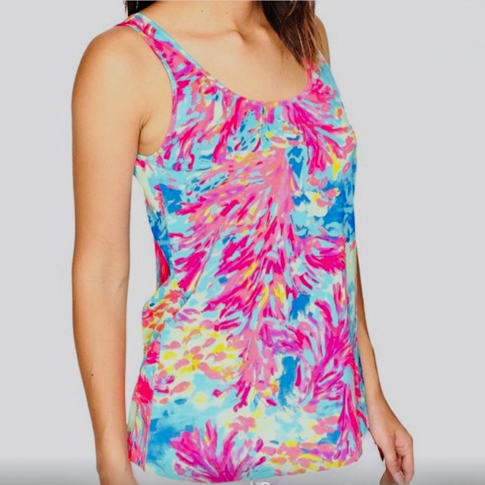 LILLY PULITZER, Kinsey Palm Beach Coral Print Tank, Size S, EUC - Picture 3 of 9